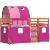  Krevet na kat sa zavjesama ružičasti 75 x 190 cm od borovine | shoptok.hr