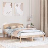 vidaXL Posteljni okvir s hrbtno stranjo 140x190 cm Trdni borov les | Shoptok.si