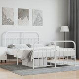 Maison Chic Kovinski Posteljni okvir - Dvoposteljna postelja - Zakonska postelja z vzglavjem in vznožjem bel 140x200 cm, (21696070) | Shoptok.si