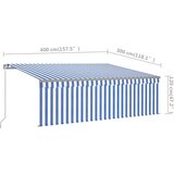Tenda na ručno uvlačenje s roletom LED 4 x 3 m plavo-bijela | shoptok.hr