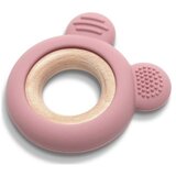 Lorelli silikonsko drvena glodalica za bebe bear - natural deep pink ( 10210910002 )