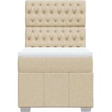 vidaXL Box spring postelja z vzmetnico krem 90x200 cm blago | Shoptok.si