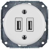  Reblig -Porcelanska retro USB utičnica bez rama sa 2x USB-A, bela | Eponuda.com