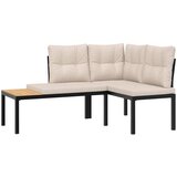  Set vrtnih klupa s jastucima 3 kom crni čelik obložen prahom | shoptok.hr
