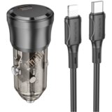 Borofone Auto Punjač sa kablom 1m Type-C to iPhone/lightning BZ24 Clever single port PD20W Type-C car set transparent black Cijene