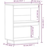  Konzolni ormarić bijeli 60 x 34 x 75 cm od masivne borovine | shoptok.hr