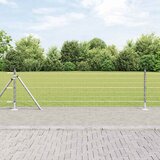 vidaXL evropska ograja z 13 flanšastimi stebri 0.4x25 m pocinkano jeklo | Shoptok.si