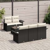  6-dijelni vrtni sofa set s jastučićima crni poliratan | shoptok.hr