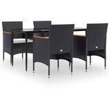  5-dijelni vrtni blagovaonski set s jastucima crni | shoptok.hr