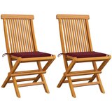 Maison Chic Vrtni stoli - Stol za vrt z vinsko rdečimi blazinami 2 kosa trdna tikovina JS2593, (21876865) | Shoptok.si