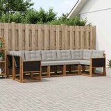  Set vanjskih sofa s jastukom 7 pcs Prirodna i Svjetlosiva | shoptok.hr