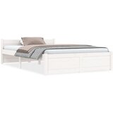 Maison Chic Posteljni okvir - Dvoposteljna postelja - Zakonska postelja bel iz trdnega lesa 135x190 cm-J10129, (21766980) | Shoptok.si
