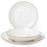 Mhome set krožnikov Spring, porcelan, bela/rjava, 18 kos | Shoptok.si
