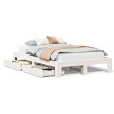 vidaXL Posteljni okvir brez vzmetnice bel 120x190 cm trdna borovina | Shoptok.si