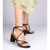 D/CEO marka niezdefiniowana Black faux leather block heel sandals Kafelia | ePonuda.com