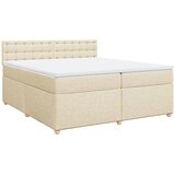  Krevet s oprugama i madracem krem 200 x 200 cm od tkanine | shoptok.hr
