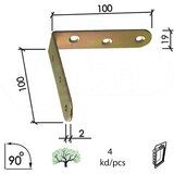 Dabel Ugaonik za nameštaj U4123 ZNŽ X100X100X19/2,0 mm (4kom) DP1 (0220007) cene
