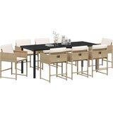  Set za objedovanje u vrtu od 9 komada s jastučićima bež poli ratan | shoptok.hr