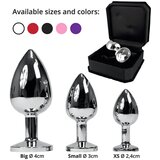 Rimba XS - crveni kamen, metalni analni dildo (srebrni) | shoptok.hr