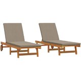  Ležaljka 2-osoba 2 pcs Smeđa Čvrsto drvo akacije | shoptok.hr