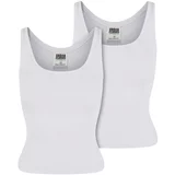 UC Ladies Women's Organic Basic Tank Top 2 Pack - White + White