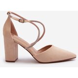 Boto Suede Court Shoes with Rhinestones Beige Lagra | ePonuda.com