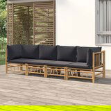 Maison Chic Seti vrtnega pohištva - Vrtna garnitura - Vrtni pohištvo set 4-delna temno sive blazine bambus, (21810608) | Shoptok.si