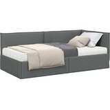 vidaXL Kutni krevetni okvir s madracem s uzglavljem 2 pcs Siva Baršun - Tamno siva 80 x 200 cm | shoptok.hr