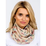 Fashion Hunters Beige scarf with colorful feathers