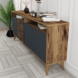 Kalune Design Antracitno siva/u prirodnoj boji niska komoda u dekoru oraha 180x79 cm Milan – | shoptok.hr