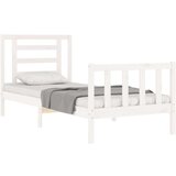  Posteljni okvir z vzglavjem bel 2FT6 trden les | Shoptok.si