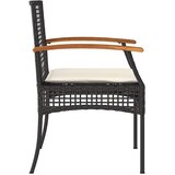  3-dijelni bistro set s jastucima poliratan i drvo bagrema crni | shoptok.hr