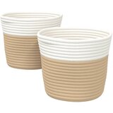 Košare za pohranu 2 kom bež-bijele Ø 24 x 18 cm pamučne | Eponuda.com