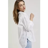 Moodo Women's Oversize Shirt with 3/4 sleeves - white