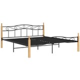 The Living Store Posteljni okvir črna kovina in trdna hrastovina 200x200 cm - Posteljni Okvir, (21524229) | Shoptok.si