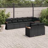  8-dijelni set vrtnih sofa od poliratana s jastucima crni | shoptok.hr