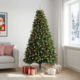 Umjetno božićno drvce srednje zeleno s kuglicama 270 cm - Srednje zelena Ø 128 x 270 cm s 300 LED dioda i ružičastim lopticama | shoptok.hr
