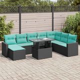  9-dijelni set vrtnih sofa s jastucima crni od poliratana bagrem | shoptok.hr