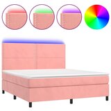 vidaXL Box spring postelja z vzmetnico LED roza 160x200 cm žamet, (20892680) Cene