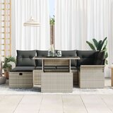 vidaXL set od 7 komada vrtnih sofa s jastucima svijetlo sive poli ratan | shoptok.hr