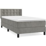 The Living Store Box spring postelja z vzmetnico svetlo siva 90x200 cm žamet - Box Spring Postelja, (21489290) | Shoptok.si