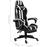vidaXL racing stol z oporo za noge črno in belo umetno usnje | Shoptok.si