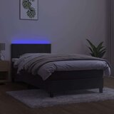  Krevet box spring s madracem LED tamnosivi 100x200 cm baršun | shoptok.hr