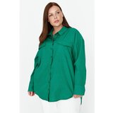 Trendyol Curve Green Woven Pocket Poplin Shirt Cene