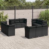 vidaXL 12-dijelni set vrtnih sofa od poliratana s jastucima crni Cijene