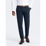 Ombre Men's classic chino pants with fine texture - navy blue | Shoptok.si