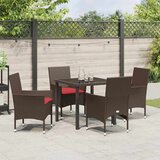  Set stola i stolica s jastukom 5 pcs Smeđa PE ratan | Eponuda.com