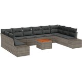 vidaXL 11 komada vrtna sofa s jastučićima Siva poli ratan akacija | shoptok.hr