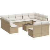 Maison Chic Seti vrtnega pohištva - Vrtna garnitura - Vrtni pohištvo set 12-delna z blazinami bež poli ratan, (21816338) | Shoptok.si