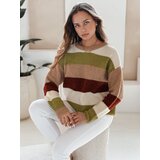 DStreet Damski sweter w paski CALVENA kamelowo-zielony Cene
